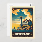 Rhode Island | Patriotischer Geist Vintag Postkarte (Vorne/Hinten)