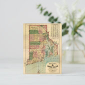 Rhode Island & Providence Plantations Map (1880) Postkarte (Stehend Vorderseite)