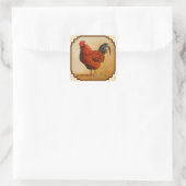 Rhode Island Red Chicken Beige Quadratischer Aufkleber (Tasche)
