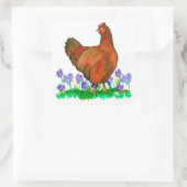 Rhode Island Red Chicken Watercolor Violetten Quadratischer Aufkleber (Tasche)