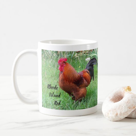 Rhode Island Red Hahn Kaffeetasse (Mit Donut)
