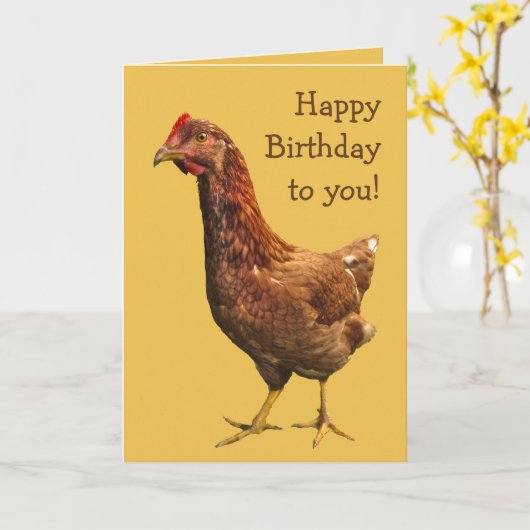 Rhode Island Red Hen Chicken Birthday Card Karte (Gelbe Blume)