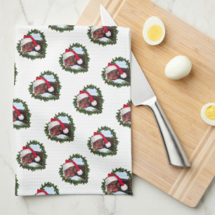 Rhode Island Red Hühner Kranz Weihnachten Geschirrtuch