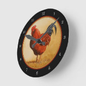 Rhode Island Red Rooster Chicken Runde Wanduhr (Winkel)