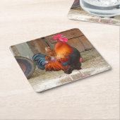 Rhode Island Red Rooster Crowing in Barnyard Rechteckiger Pappuntersetzer (angewinkelt)