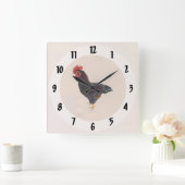 Rhode Island Red Rooster Quadratische Wanduhr (Zuhause)