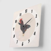 Rhode Island Red Rooster Quadratische Wanduhr (Winkel)