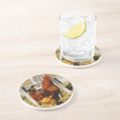 Rhode Island Red Rooster Sandstein Untersetzer (Seite)