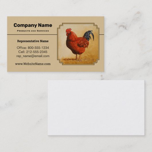 Rhode Island Red Rooster Visitenkarte (Vorne/Hinten)