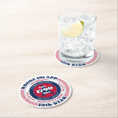 Rhode Island Red White Blue Typografy Runder Pappuntersetzer (Vor Ort)