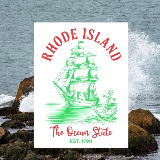 Rhode Island Reise Nautilus Ocean State Est. 1790 Postkarte