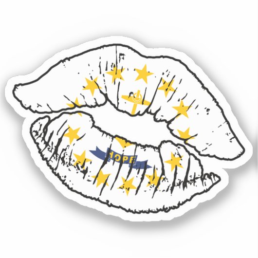 Rhode Island Rhode Islander Lipstick Liebe Flag Aufkleber (Vorderseite)