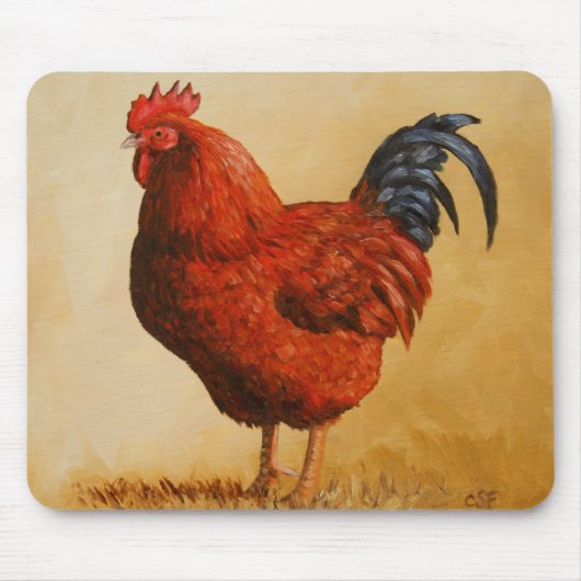 Rhode Island Rooster Chicken Mousepad (Vorne)