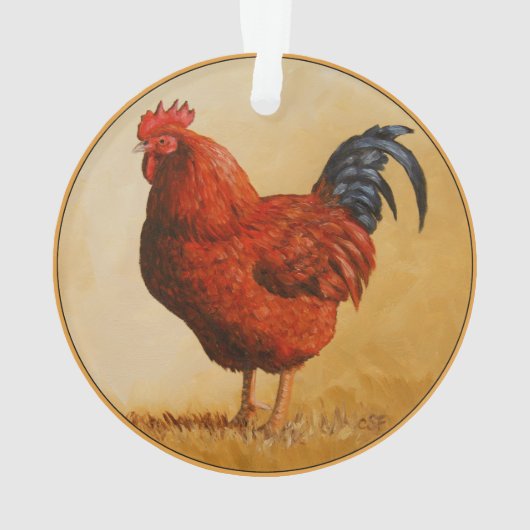 Rhode Island Rooster Chicken Ornament (Rückseite)