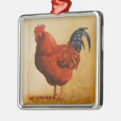 Rhode Island Rooster Chicken Ornament Aus Metall (Links)