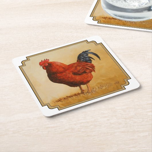 Rhode Island Rooster Chicken Rechteckiger Pappuntersetzer (angewinkelt)