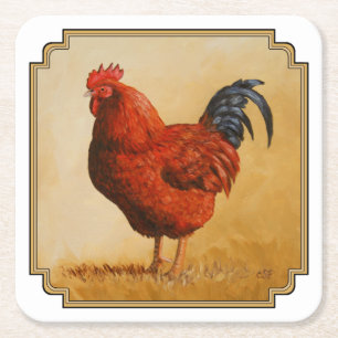 Rhode Island Rooster Chicken Rechteckiger Pappuntersetzer