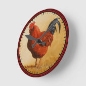 Rhode Island Rooster Chicken Runde Wanduhr (Winkel)