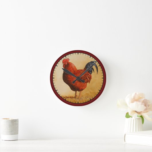 Rhode Island Rooster Chicken Runde Wanduhr (Zuhause)