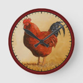 Rhode Island Rooster Chicken Runde Wanduhr (Vorderseite)