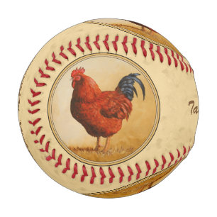 Rhode Island Rooster Gelber Hintergrund Baseball