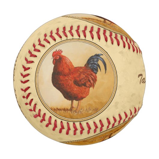 Rhode Island Rooster Gelber Hintergrund Baseball (Vorderseite Links)