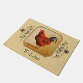 Rhode Island Rooster Gelber Hintergrund Fußmatte (Schrägansicht)