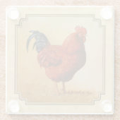 Rhode Island Rooster Gelber Hintergrund Glasuntersetzer (Rückseite)