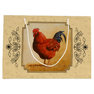 Rhode Island Rooster Gelber Hintergrund Große Geschenktüte