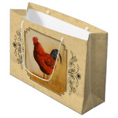 Rhode Island Rooster Gelber Hintergrund Große Geschenktüte (Vorderseite Schrägansicht)