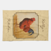 Rhode Island Rooster Gelber Hintergrund Handtuch (Horizontal)