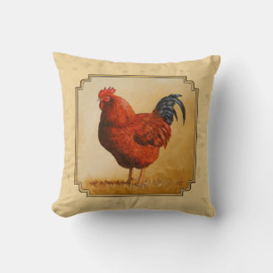 Rhode Island Rooster Gelber Hintergrund Kissen