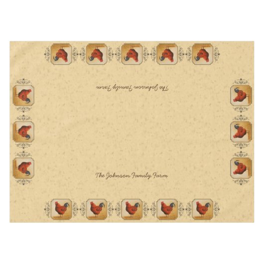 Rhode Island Rooster Gelber Hintergrund Tischdecke (Vorderseite (Horizontal))