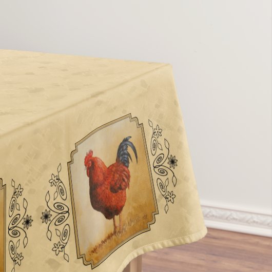 Rhode Island Rooster Gelber Hintergrund Tischdecke (Beispiel)