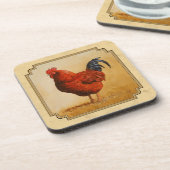 Rhode Island Rooster Gelber Hintergrund Untersetzer (Linke Seite)