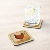 Rhode Island Rooster Gelber Hintergrund Untersetzer (Rechte Seite)