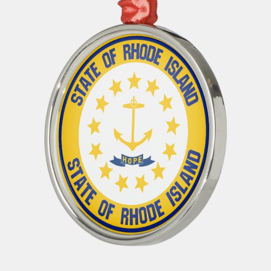 Rhode Island RundEmblem Ornament Aus Metall (Links)