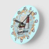 Rhode Island Shell Leuchtturm Runde Wanduhr (Winkel)