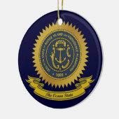 Rhode Island Siegel Keramik Ornament (Links)