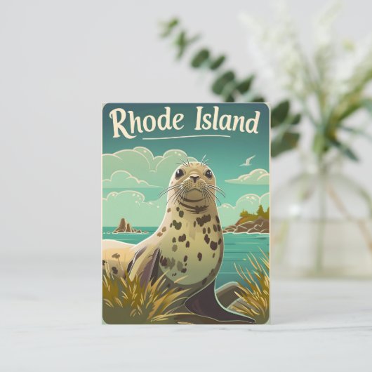 Rhode Island Siegel Postkarte (Stehend Vorderseite)