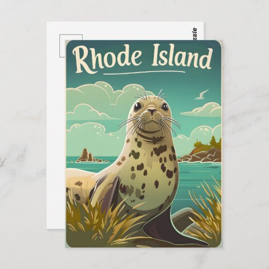 Rhode Island Siegel Postkarte (Vorne/Hinten)