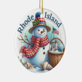 Rhode Island Snowman Winter Weihnachtsbaum Keramik Ornament (Rechts)
