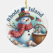 Rhode Island Snowman Winter Weihnachtsbaum Keramik Ornament (Hinten)