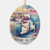 Rhode Island Snowy Winter Weihnachtsbaum Keramik Ornament (Rechts)