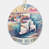 Rhode Island Snowy Winter Weihnachtsbaum Keramik Ornament (Links)
