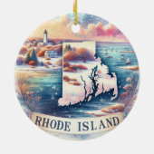 Rhode Island Snowy Winter Weihnachtsbaum Keramik Ornament (Hinten)