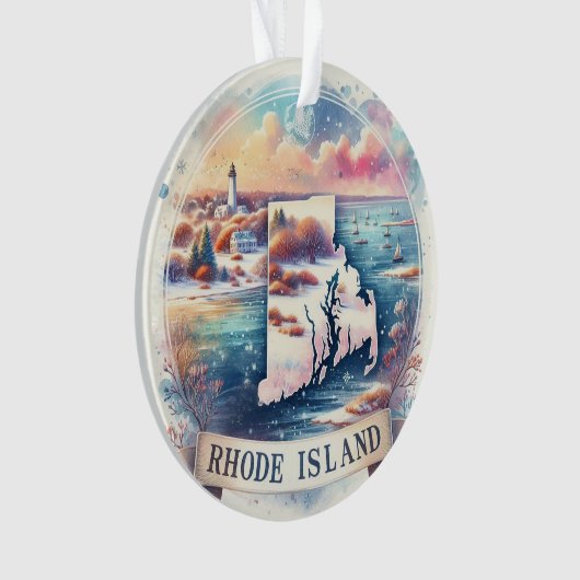 Rhode Island Snowy Winter Weihnachtsbaum Ornament (Vorderseite)