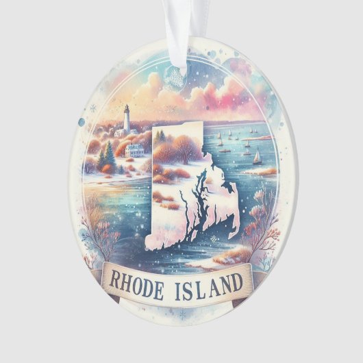 Rhode Island Snowy Winter Weihnachtsbaum Ornament (Vorderseite)