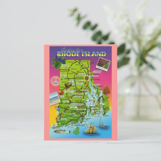 Rhode Island Staat Karte (Stehend Vorderseite)