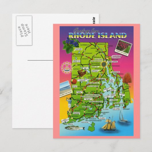 Rhode Island Staat Karte (Vorne/Hinten)